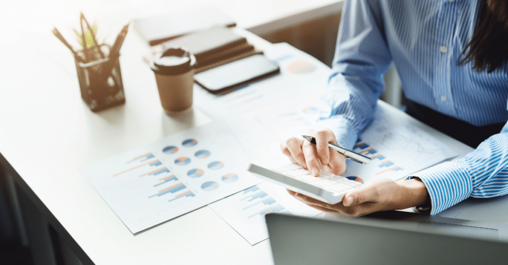 Person at desk doing accounting