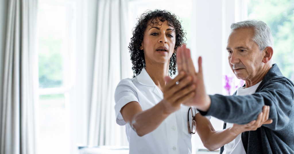 Physical therapist and a patient