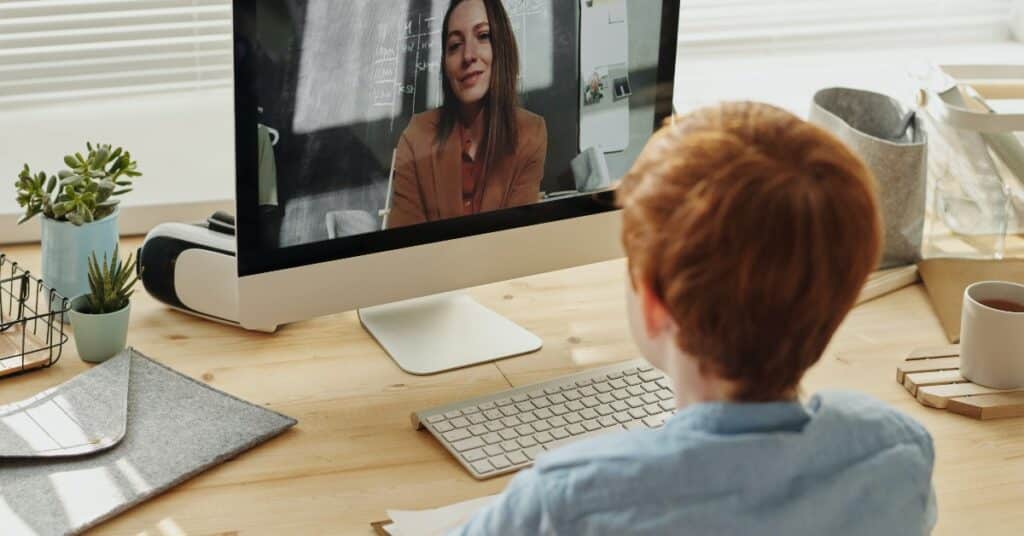 Person video chatting with a coworker